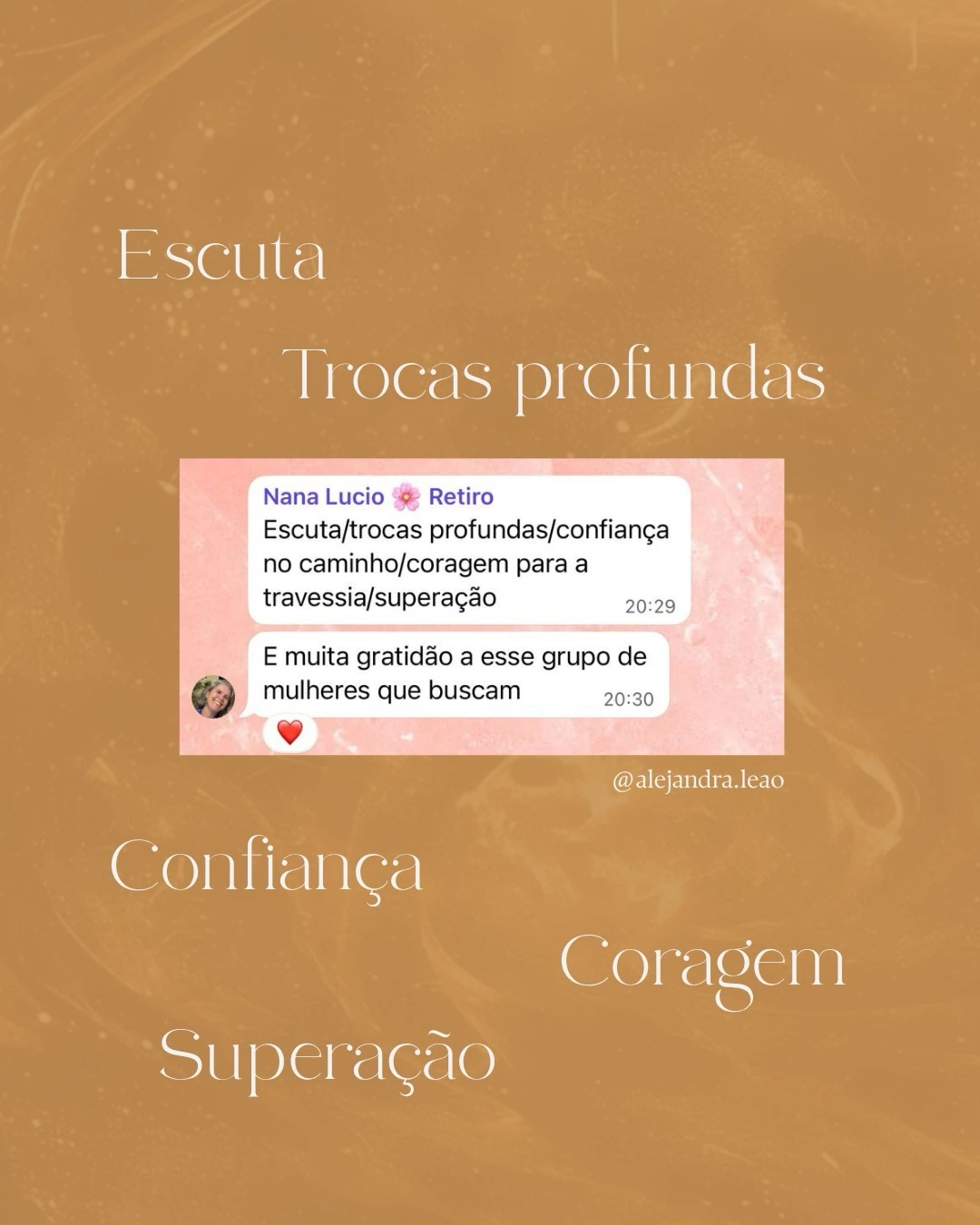 Escuta, confiança e coragem — print publicado por Alejandra Leão no Instagram.